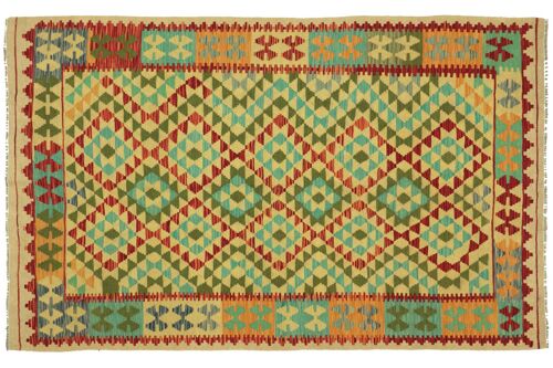 Afghan Maimana Kelim Bunt 226x152 Handgewebt Teppich 150x230 Handarbeit Orient Zimmer