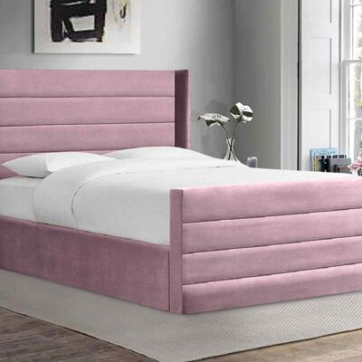 Enzo Bed Single Plush Velvet Pink