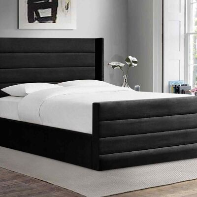 Enzo Bed Double Plush Velvet Black
