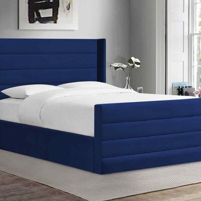 Enzo Bed Small Double Plush Velvet Blue