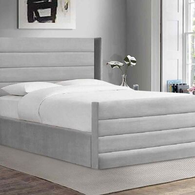 Enzo Bed Super King Plush Velvet Silver