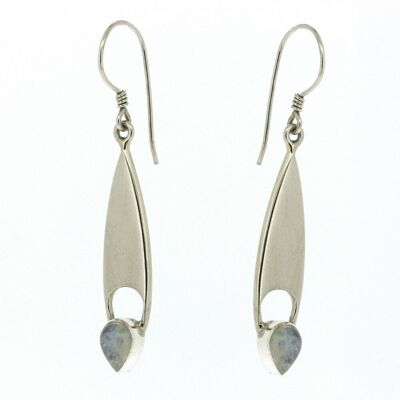 Moonstone Boat Stone Drop Earrings and Presentation Box