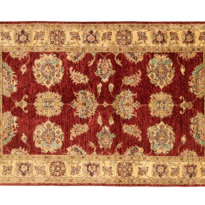 Afghan Chobi Ziegler 147x92 Handgeknüpft Teppich 90x150 Rot Blumenmuster Kurzflor