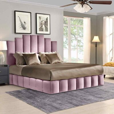 Orlando Bed Small Double Plush Velvet Pink
