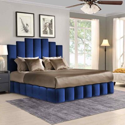 Orlando Bed Small Double Plush Velvet Blue