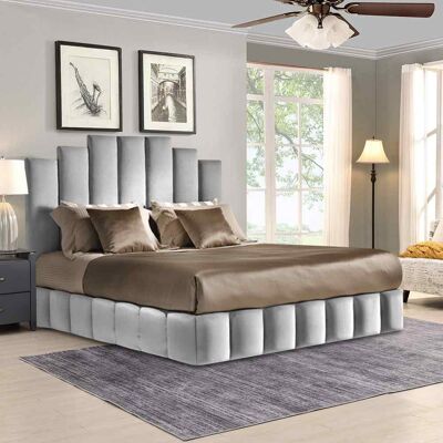 Orlando Bed Small Double Plush Velvet Silver