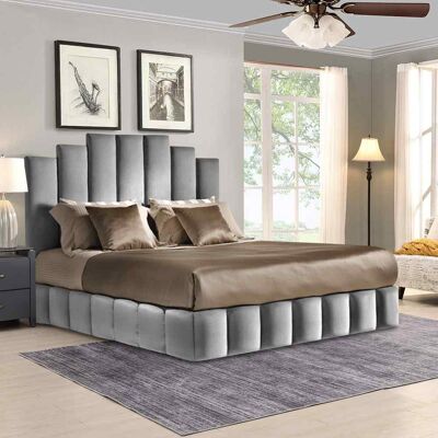 Orlando Bed Super King Plush Velvet Grey