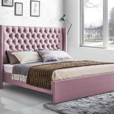Dino Bed Super King Plush Velvet Pink