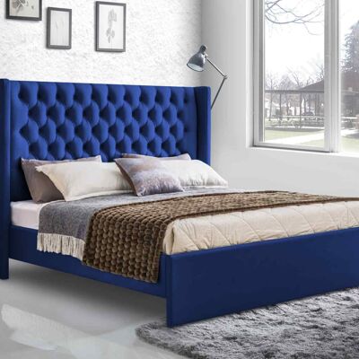 Dino Bed Single Plush Velvet Blue