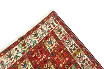 Tapis persan en soie soumakh 187x112 tissé main 110x190 motif géométrique rouge fait main 5