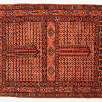 Afghan Mauri Kabul 155x117 alfombra anudada a mano 120x160 patrón geométrico dorado