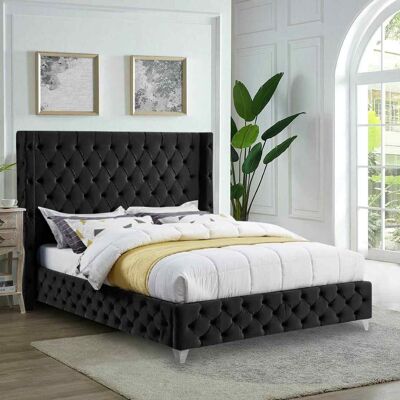 Orsino Bed Small Double Plush Velvet Black