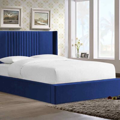 Timeo Bed Double Plush Velvet Blue