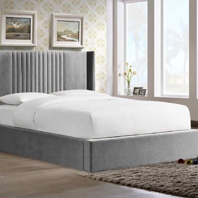 Timeo Bed Double Plush Velvet Grey