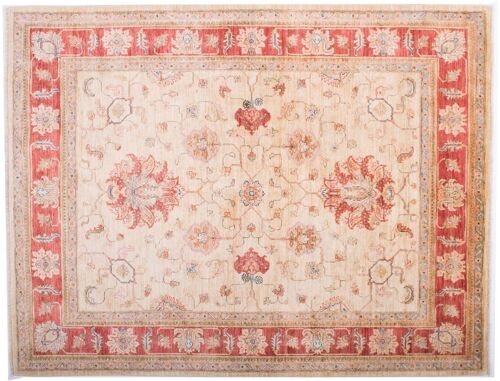 Afghan Feiner Chobi Ziegler 194x151 Handgeknüpft Teppich 150x190 Beige Blumenmuster
