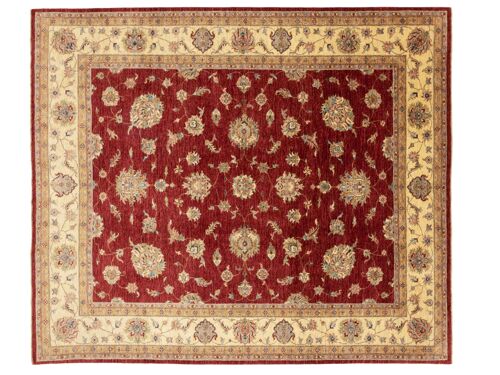 Afghan Chobi Ziegler 297x255 Handgeknüpft Teppich 260x300 Quadratisch Rot Blumenmuster