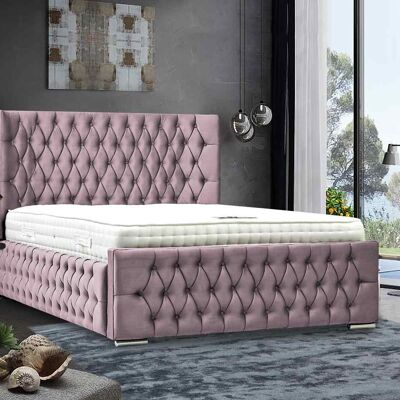 Domani Bed Small Double Plush Velvet Pink