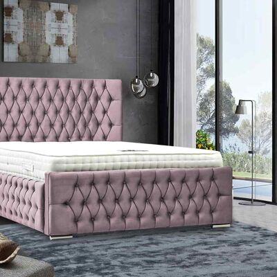 Domani Bed Double Plush Velvet Pink