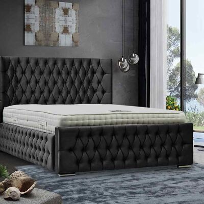 Domani Bed Double Plush Velvet Black