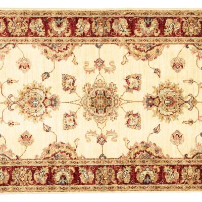 Afghan Chobi Ziegler 294x85 hand-knotted carpet 90x290 runner beige flower pattern