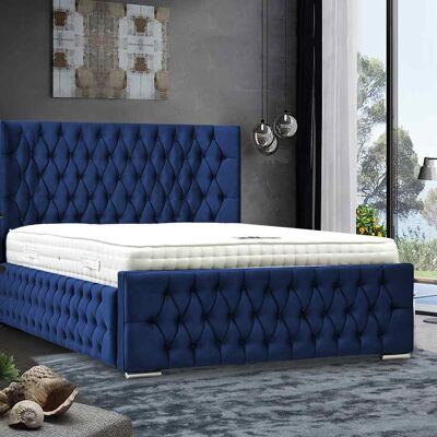 Domani Bed Small Double Plush Velvet Blue