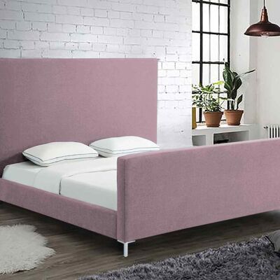 Leone Bed Small Double Plush Velvet Pink
