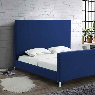Leone Bed Single Plush Velvet Blue