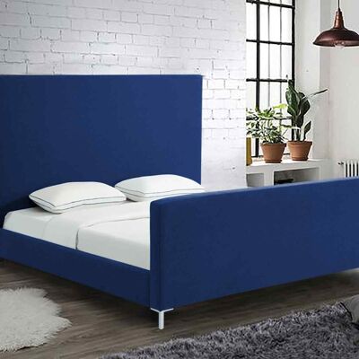 Leone Bed Double Plush Velvet Blue