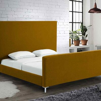 Leone Bed Small Double Plush Velvet Mustard