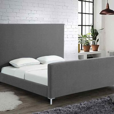 Leone Bed King Plush Velvet Grey