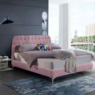 Pietro Bed Double Plush Velvet Pink