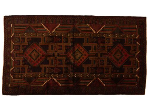 Afghan Belutsch 203x115 Handgeknüpft Teppich 120x200 Mehrfarbig Orientalisch Kurzflor