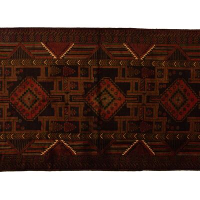 Tapis Afghan Baluch 203x115 noué main 120x200 multicolore, oriental, poils courts