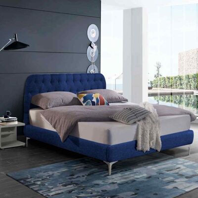 Pietro Bed Small Double Plush Velvet Blue