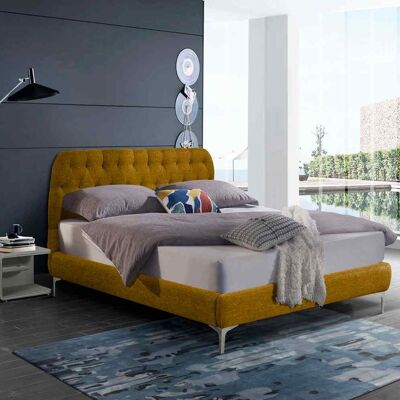 Pietro Bed King Plush Velvet Mustard