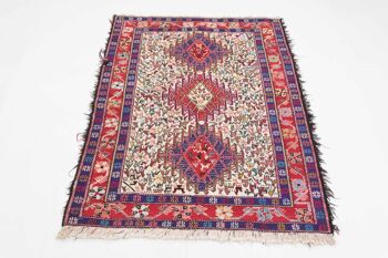 Tapis persan en soie soumakh 136x107 tissé main 110x140 artisanat abstrait multicolore 2