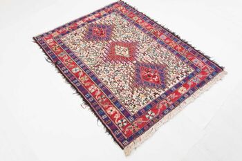 Tapis persan en soie soumakh 136x107 tissé main 110x140 artisanat abstrait multicolore 3