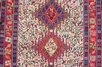 Tapis persan en soie soumakh 136x107 tissé main 110x140 artisanat abstrait multicolore 5