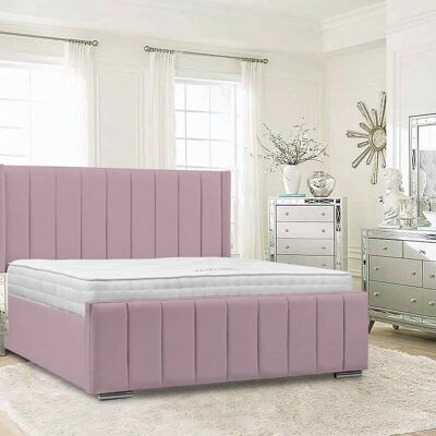 Nicolo Bed Double Plush Velvet Pink