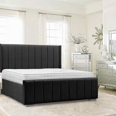 Nicolo Bed Super King Plush Velvet Black