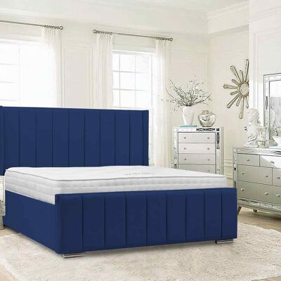 Nicolo Bed Double Plush Velvet Blue