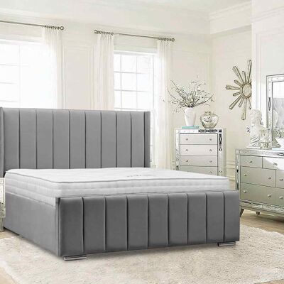 Nicolo Bed King Plush Velvet Grey