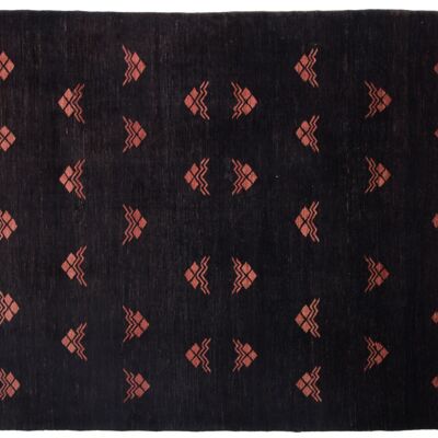 Afghan Chobi Ziegler 267x220 alfombra anudada a mano 220x270 patrón geométrico negro