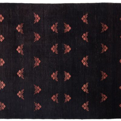 Tapis Afghan Chobi Ziegler 267x220 noué main 220x270 motif géométrique noir