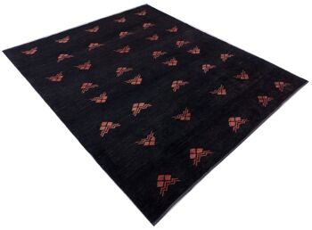 Tapis Afghan Chobi Ziegler 267x220 noué main 220x270 motif géométrique noir 4