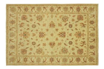 Tapis Afghan Chobi Ziegler 234x175 noué main 180x230 beige fleuri poil court Orient 1