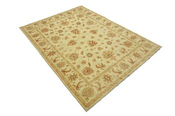 Tapis Afghan Chobi Ziegler 234x175 noué main 180x230 beige fleuri poil court Orient 3