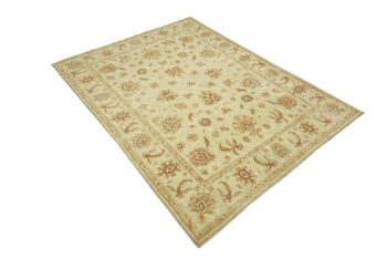 Tapis Afghan Chobi Ziegler 234x175 noué main 180x230 beige fleuri poil court Orient 4