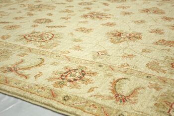 Tapis Afghan Chobi Ziegler 234x175 noué main 180x230 beige fleuri poil court Orient 5