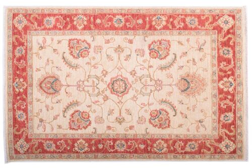 Afghan Feiner Chobi Ziegler 152x99 Handgeknüpft Teppich 100x150 Rot Blumenmuster